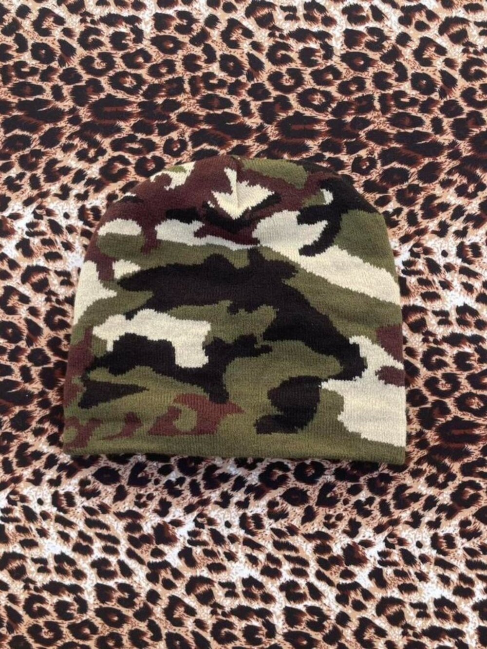 y2k camouflage beanie